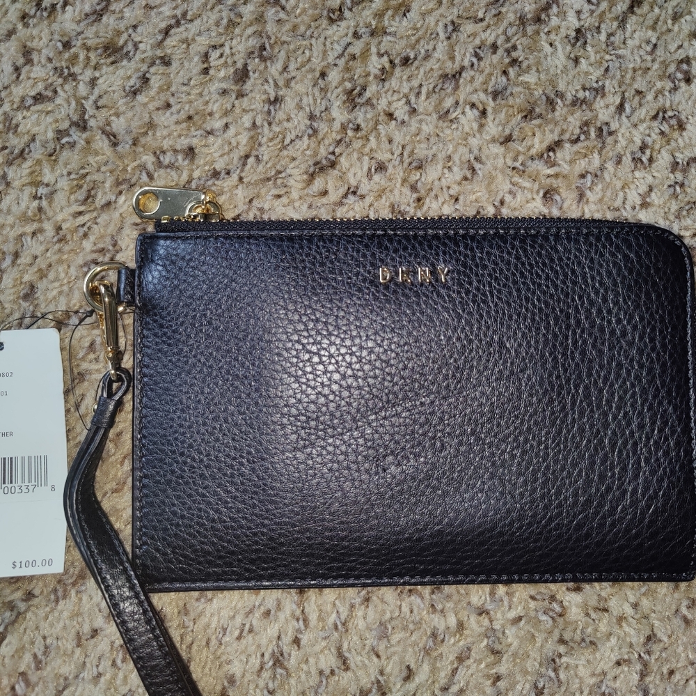 DKNY black wristlet